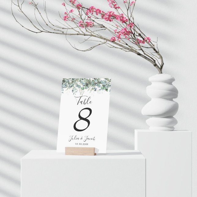 Numéro De Table Soirée de mariage simple Eucalyptus Green (Simple Eucalyptus Greenery Wedding Party Supplies)