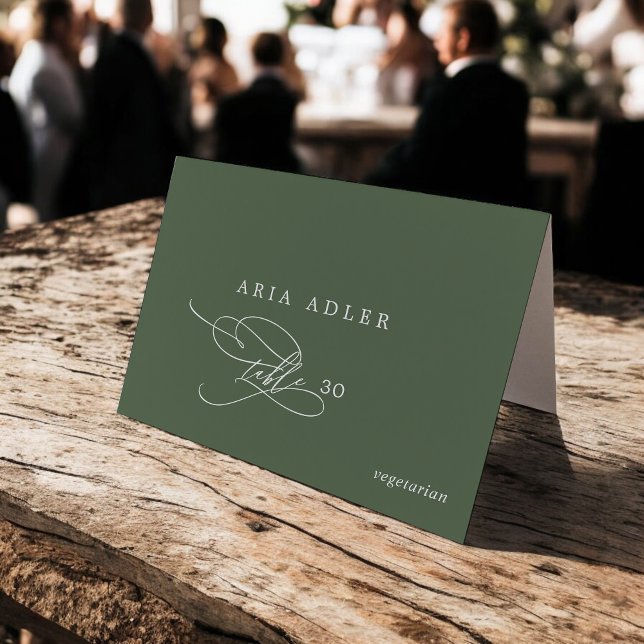 Numéro De Table SOPHIA Rustique Olive Green Menu Option Placer les (SOPHIA Rustic Olive Green Menu Option Place Cards)