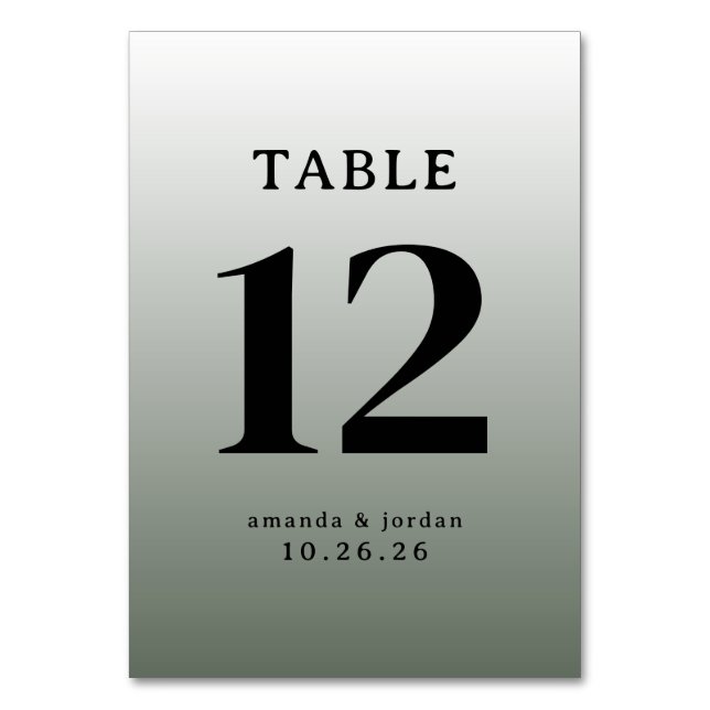 Numéro De Table Sophisticated Gray Gradient Wedding Table Card (Par défaut)