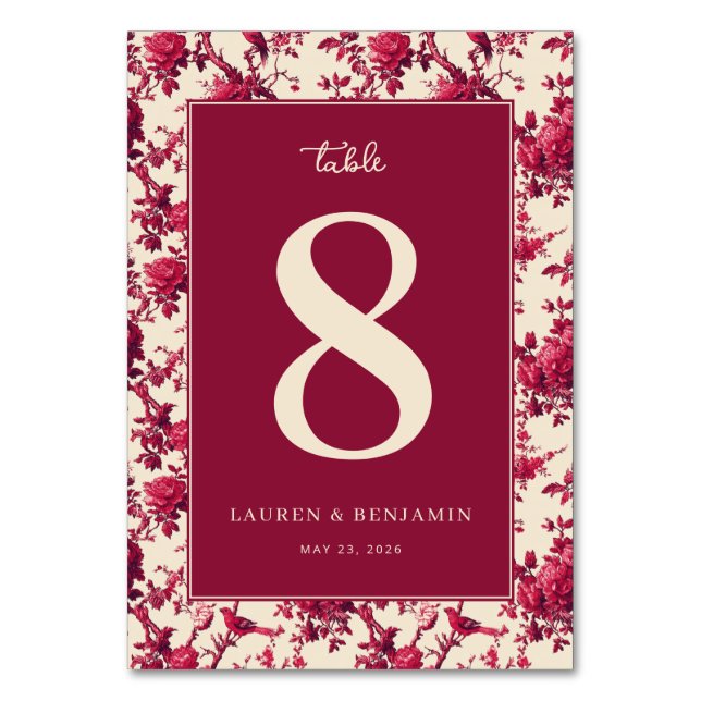Numéro De Table Sophisticated Maroon Floral Table Number (Par défaut)