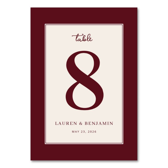 Numéro De Table Sophisticated Maroon Number Eight (Par défaut)