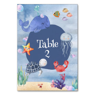 Numéro De Table Sous l'océan baleine étoile de mer tortue méduse