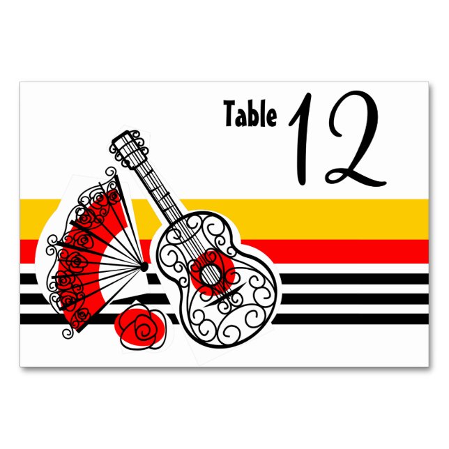 Numéro De Table Souvenirs Espagnols Rayure Classique paysage (Devant)