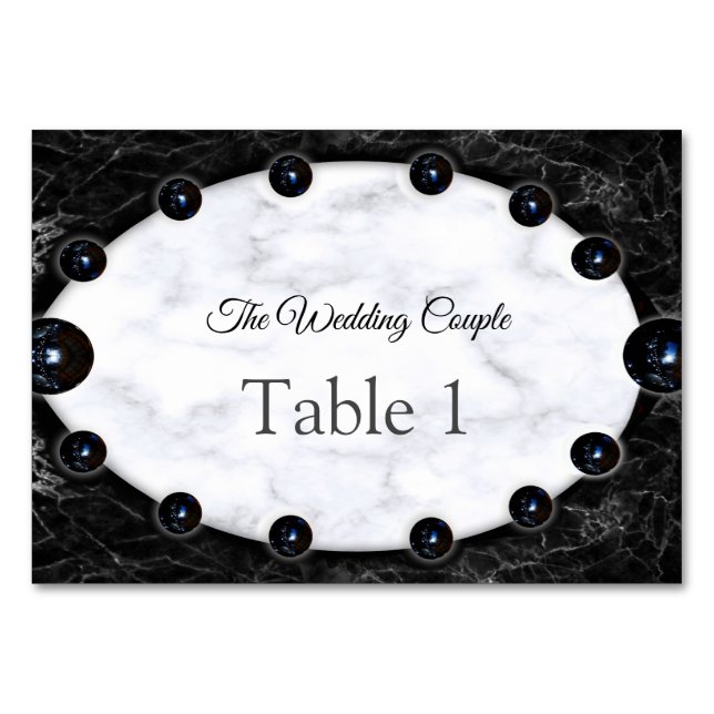 Numéro De Table Sphères opulentes en marbre blanc et noir (Devant)