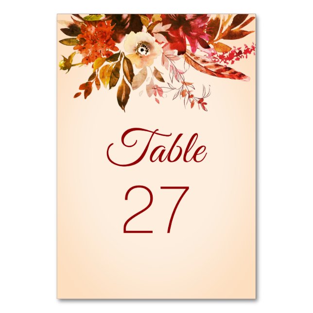 Numéro De Table Splendor d'automne Floral Blushed Ivor Mariage (Par défaut)