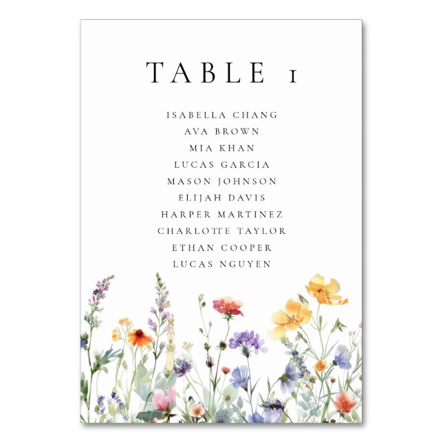 Numéro De Table Spring Wildflower Wedding  Table Number (Par défaut)