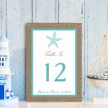 Numéro De Table Starfish Turquoise Burlap Beach Wedding Collection<br><div class="desc">L'étoile de mer turquoise sur la collection de mariages de plage de burlap est parfaite pour tout couple qui planifie un mariage romantique en bord de mer. L'arrière - plan rustique effet burlap donne à ces cartes de numéro de table un aspect boho-chic, tandis que le turquoise tropical a un...</div>