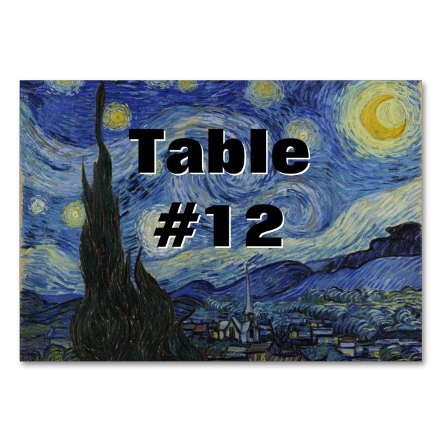 Numéro De Table Starry Night Vincent van Gogh Peinture (Dos)