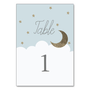 Numéro De Table Stars & Lune Baby Blue Boy