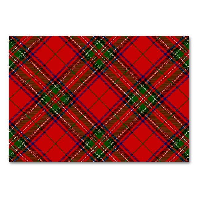 Numéro De Table Stewart / Stuart tartan rouge vert plaid (Devant)