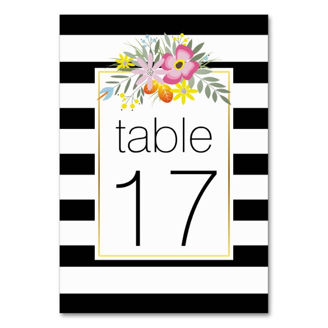 Numéro De Table Stripes fleurs de folklore rose mariage numéro de  (Par défaut)