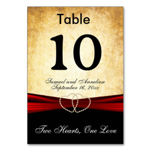 Numéro De Table Style de grunge élégant avec ruban satiné rouge
