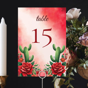 Numéro De Table Style mexicain rouge Quinceañera