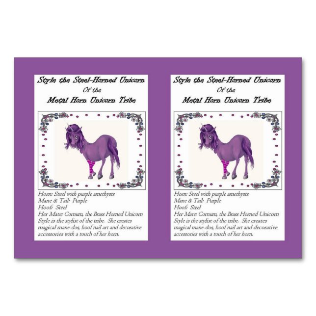 Numéro De Table Style Steel Horned Unicorn Trading Card (Devant)