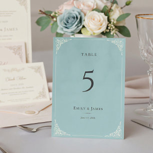 Numéro De Table Suite de mariage en velours bleu poussiéreux de Hé