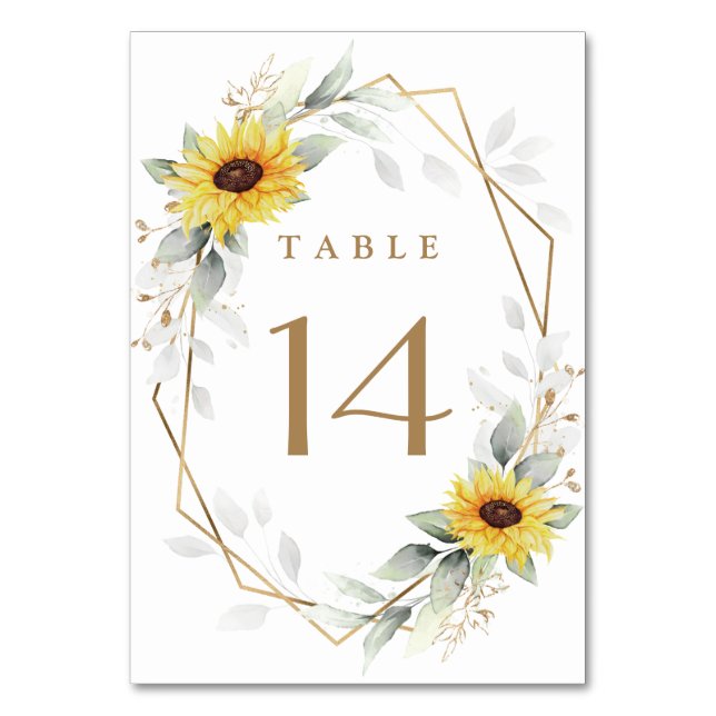 Numéro De Table Sunflower Elegant Rustique Mariage d'or géométriqu (Par défaut)