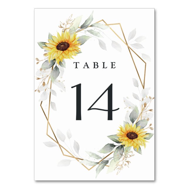 Numéro De Table Sunflower Elegant Rustique Mariage d'or géométriqu (Par défaut)