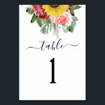 Numéro De Table Sunflower Eucalyptus Country Watercolor Mariage<br><div class="desc">Tournesol rose et jaune rousse extérieur Eucalyptus Verdure Foliage Aquarelle Printemps Numéro de table Elégant et moderne carte sur arrière - plan blanc - comprend belle et élégante typographie script avec feuilles botaniques modernes et verdure pour la célébration spéciale de mariage.</div>