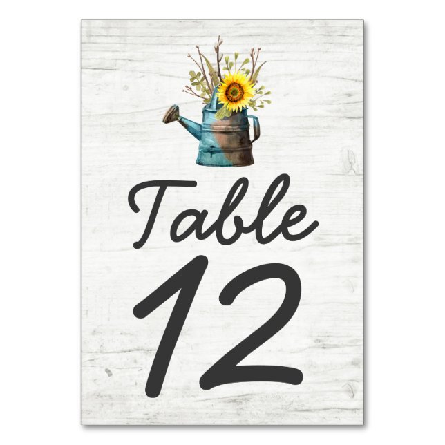 Numéro De Table Sunflower & Rustic Wood Farm Mariage Numéro de tab (Par défaut)