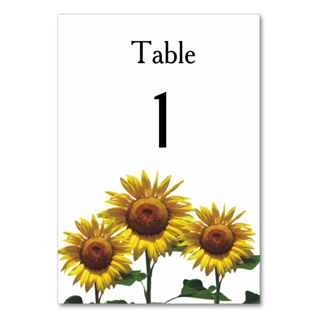 Numéro De Table Sunflowers Forfaits Mariages peu coûteux (Par défaut)