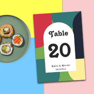 Numéro De Table Super moderne coloré Abstrait chic rétro Mariage