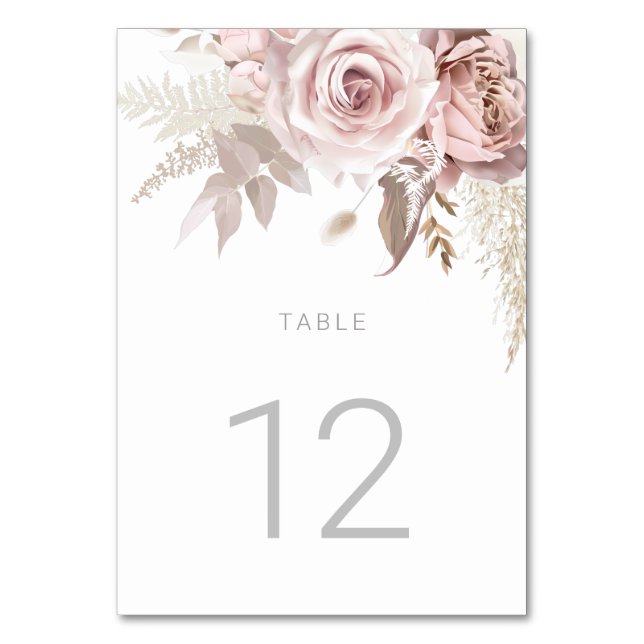 Numéro De Table Superbe soirée de mariage floral Blush (Par défaut)