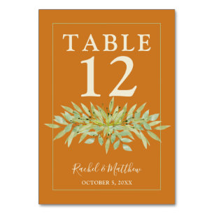 Numéro De Table Swag verdoyant sur Ochre Mariage