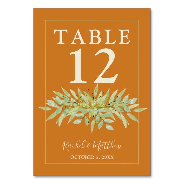 Numéro De Table Swag verdoyant sur Ochre Mariage (Par défaut)