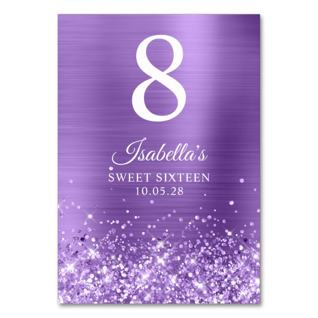Numéro De Table Sweet sixteen violet clair Glitter (Par défaut)