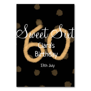 Numéro De Table Sweet Soixante ajouter nom date anniversaire Polka
