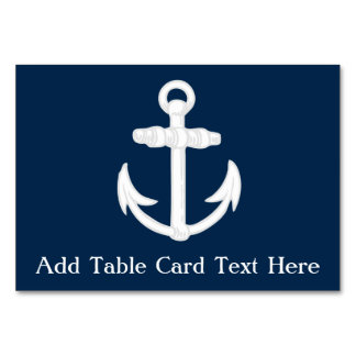 Numéro De Table Symbole d'Ancre nautique blanc/bleu