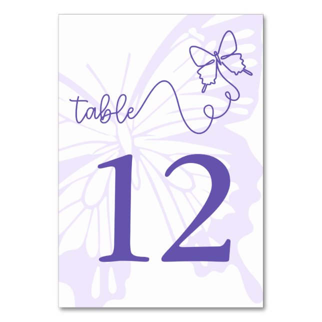 Numéro De Table Symbole de mariage du jardin Pastel Purple Butterf (Par défaut)