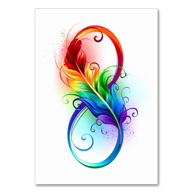 Numéro De Table Symbole d'infini avec plume arc-en-ciel (Par défaut)