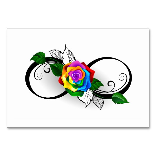 Numéro De Table Symbole d'infini avec rose arc-en-ciel (Devant)