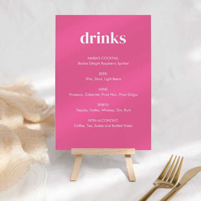 Numéro De Table Symbole moderne rose vif Fille Boissons (Créateur téléchargé)