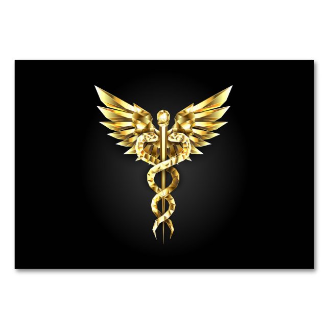 Numéro De Table Symbole Polygonal Or Caduceus (Devant)