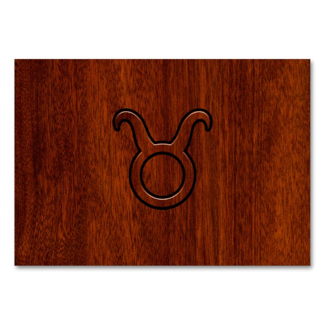 Numéro De Table Symbole Taurus Zodiac en Mahogany Style imprimé (Devant)