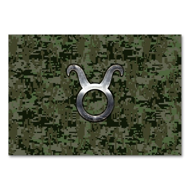 Numéro De Table Symbole Taurus Zodiac sur Camo numérique vert (Devant)