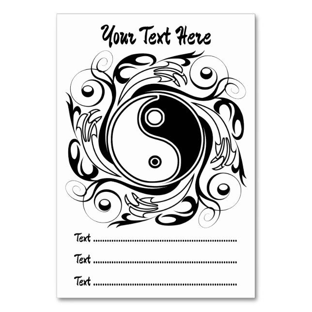 Numéro De Table Symbole Yin & Yang noir et blanc de style tatouage (Par défaut)