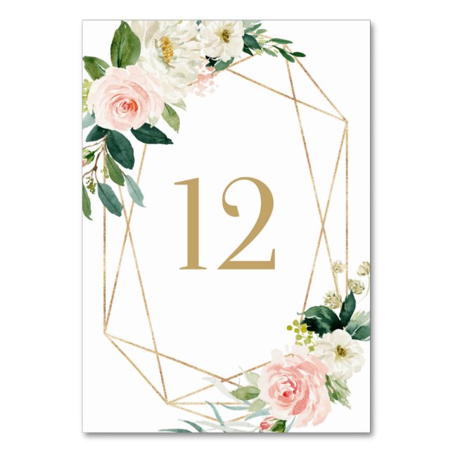 Numéro De Table Table 12 Fleurs de printemps à l'aquarelle géométr (Par défaut)