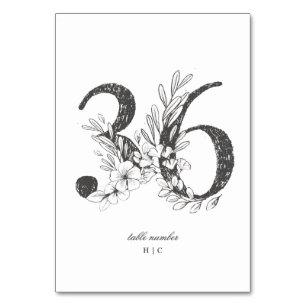 Numéro De Table Table 36 Beau Couronne Fleurie Dessinée Mariage