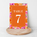 Numéro De Table Table 7 de mariage aquarelle fleurs rose et orange<br><div class="desc">Cette carte de numéro de table élégante ferait une excellente addition à vos fournitures de mariage ! Ajoutez facilement vos propres détails en cliquant sur l'option "personnaliser".</div>