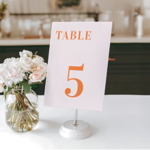 Numéro De Table Table 7 Mariage Abricot Pêche Orange Rose Crush