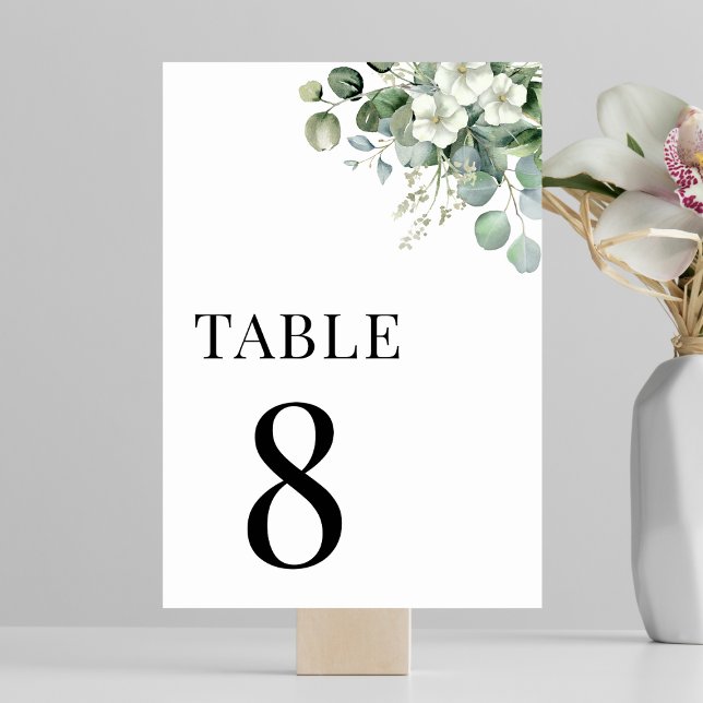 Numéro De Table Table 8 Mariage Été Floral de Eucalyptus (Créateur téléchargé)