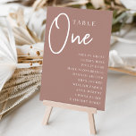 Numéro De Table Table à main en terre cuite ONE   Noms des invités<br><div class="desc">Cartes numériques simples et chic dans le ton de terre Terracotta et blanc font une déclaration élégante à votre mariage ou événement. Le design comporte "table [nombre]" dans un mélange d'écriture serif classique et manuscrite, avec des noms d'invités individuels en dessous. Le design se répète de part et d'autre. Cartes...</div>