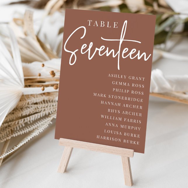 Numéro De Table Table à motifs à main rouille SEPT-SEPT + Noms des (Créateur téléchargé)
