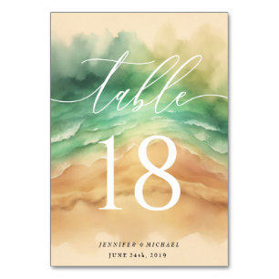 Numéro De Table Table aquarelle eau plage océanique soleil estival