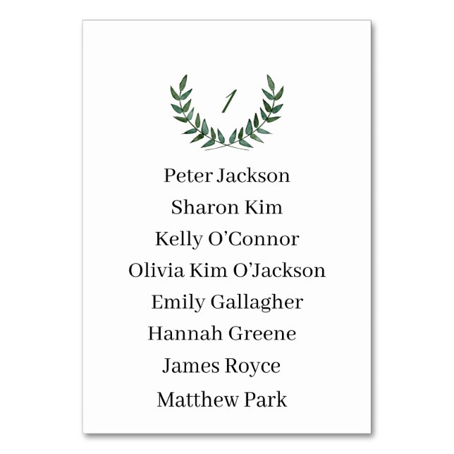 Numéro De Table Table Card (Par défaut)