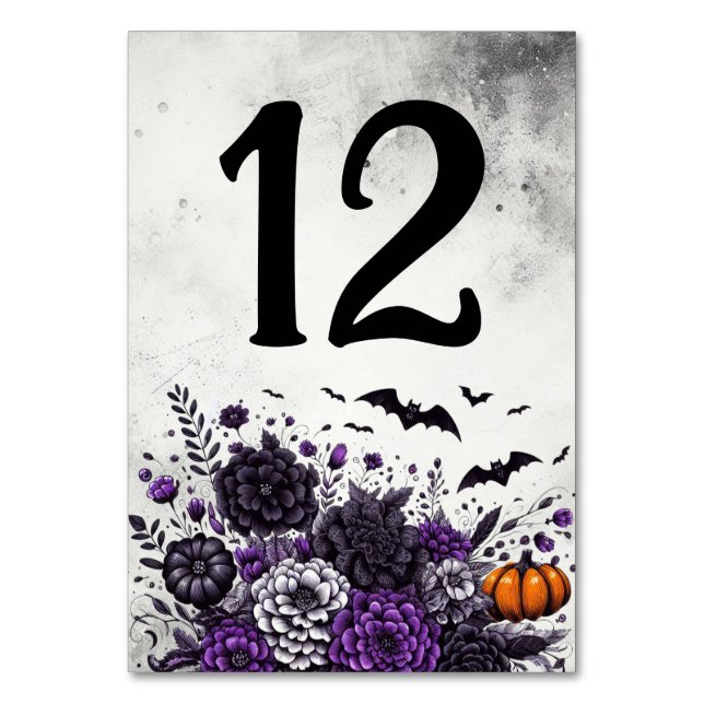 Numéro De Table Table Chauves-souris et Fleurs Numéro 12 (Par défaut)