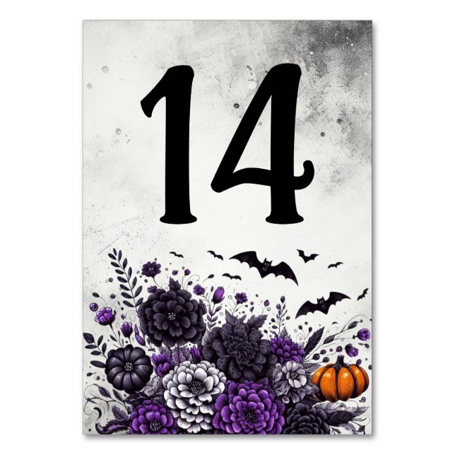 Numéro De Table Table Chauves-souris et Fleurs Numéro 14 (Par défaut)